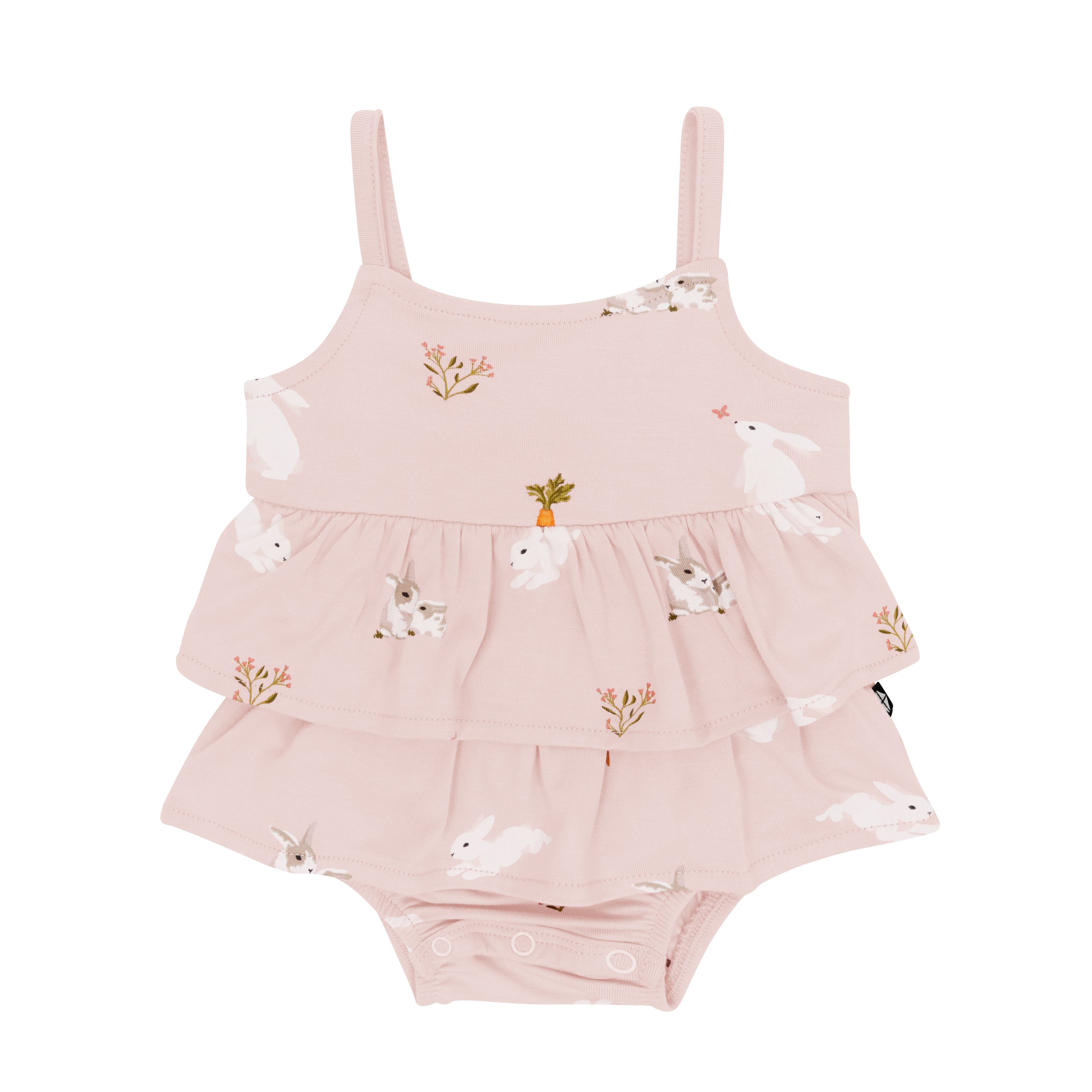 Spaghetti Strap Ruffle Romper in Blush Rabbit – Kyte Baby