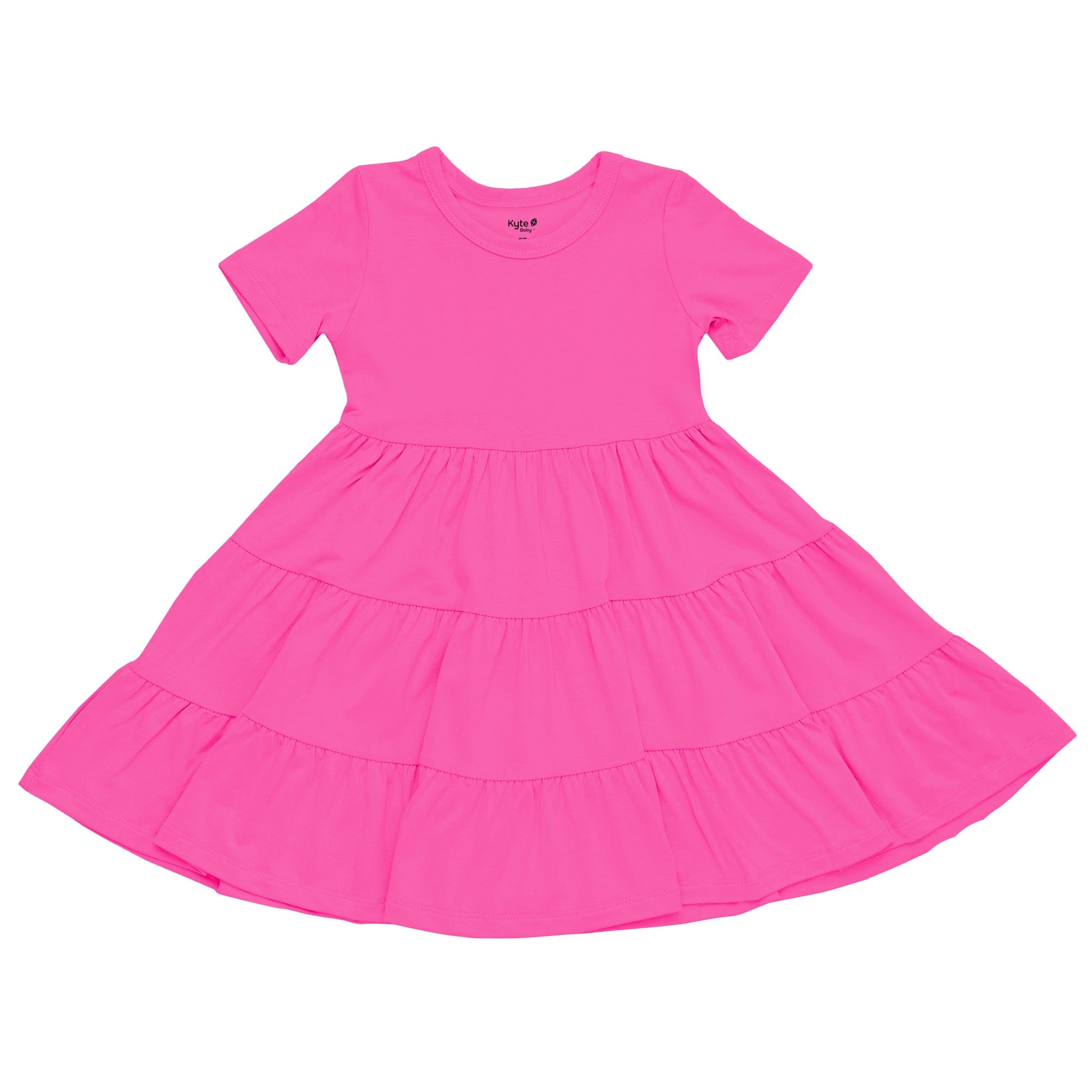 Short Raspberry Colored Dress Short Sleeve Tiered Dress in Raspberry – Kyte Baby